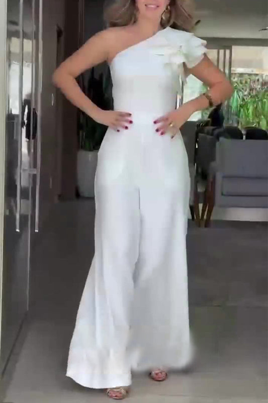 Casual Celebrities Feste Bestände Blumenkragen Regelmäßige Jumpsuits