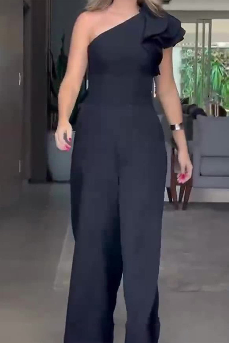 Casual Celebrities Feste Bestände Blumenkragen Regelmäßige Jumpsuits