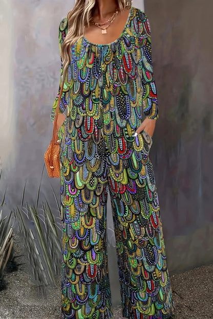 Casual Print Basic U-Ausschnitt Regular Jumpsuits
