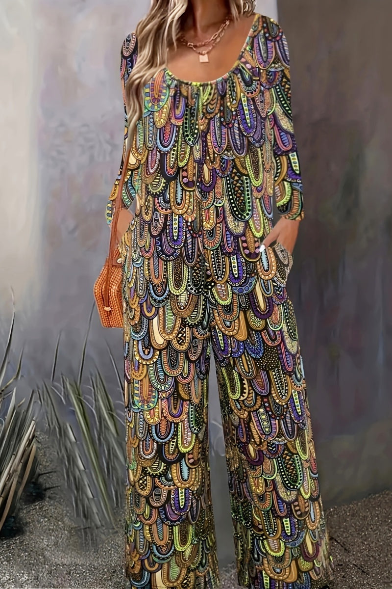 Casual Print Basic U-Ausschnitt Regular Jumpsuits