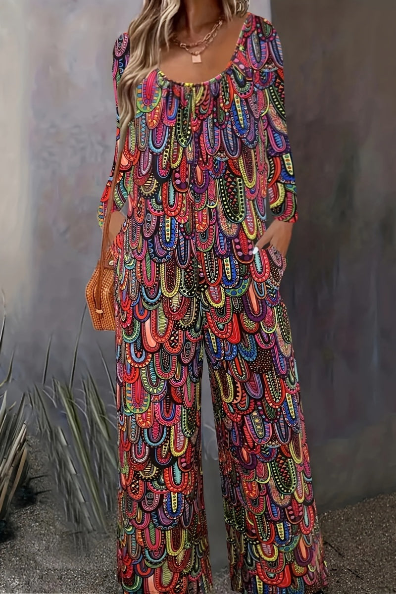 Casual Print Basic U-Ausschnitt Regular Jumpsuits