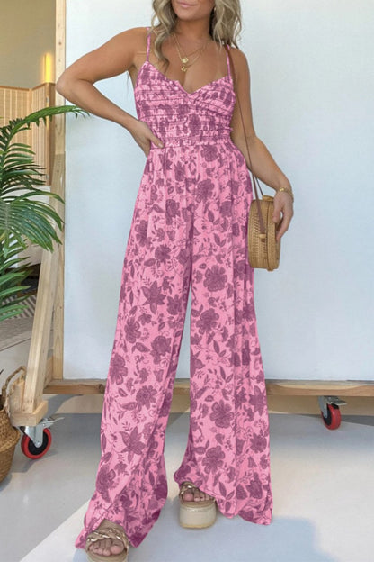 lässige rückenfreie Spaghetti-Träger-Loungewear mit Blumendruck (6 Farben)