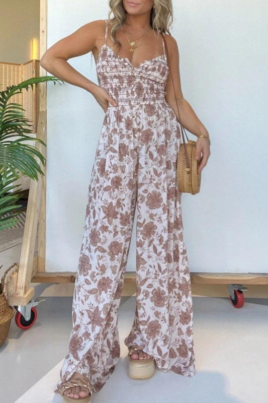 lässige rückenfreie Spaghetti-Träger-Loungewear mit Blumendruck (6 Farben)