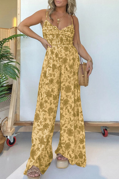 lässige rückenfreie Spaghetti-Träger-Loungewear mit Blumendruck (6 Farben)