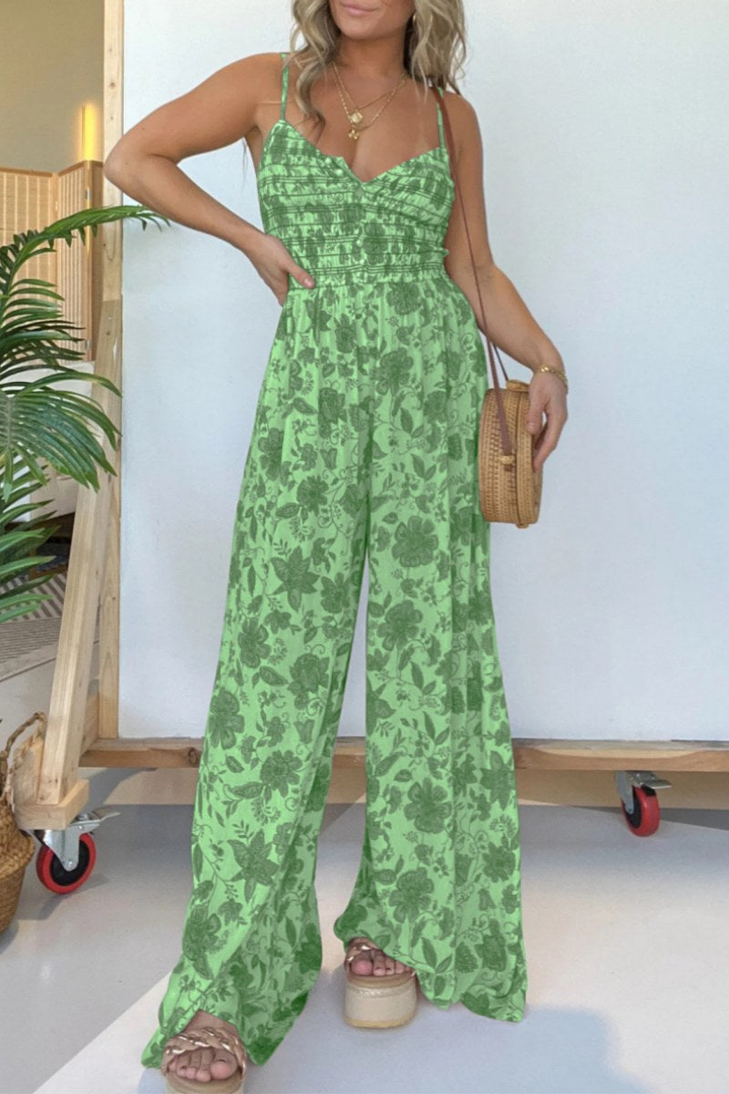 lässige rückenfreie Spaghetti-Träger-Loungewear mit Blumendruck (6 Farben)
