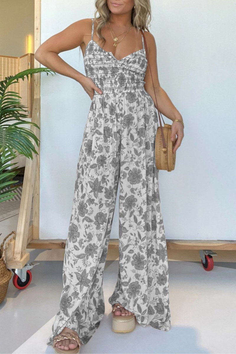 lässige rückenfreie Spaghetti-Träger-Loungewear mit Blumendruck (6 Farben)