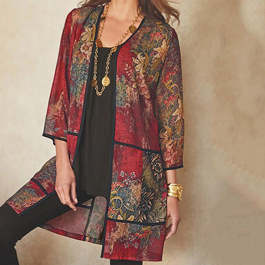 Wanda Bluse | Floral Print Long Bluse