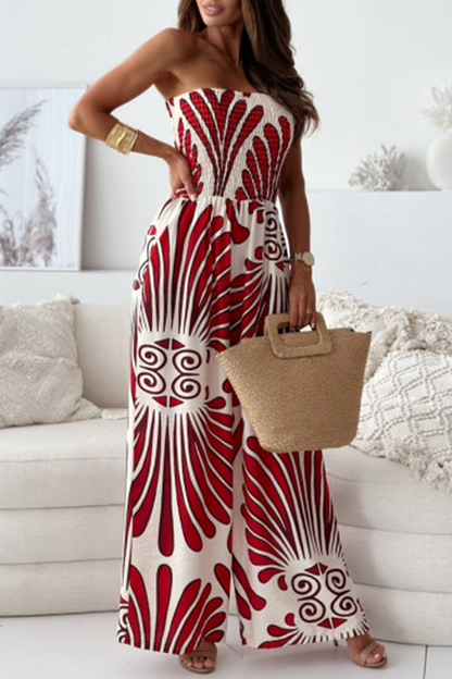 Casual Street Striped Pocket Contrast Strapless Jumpsuits (4 Farben)