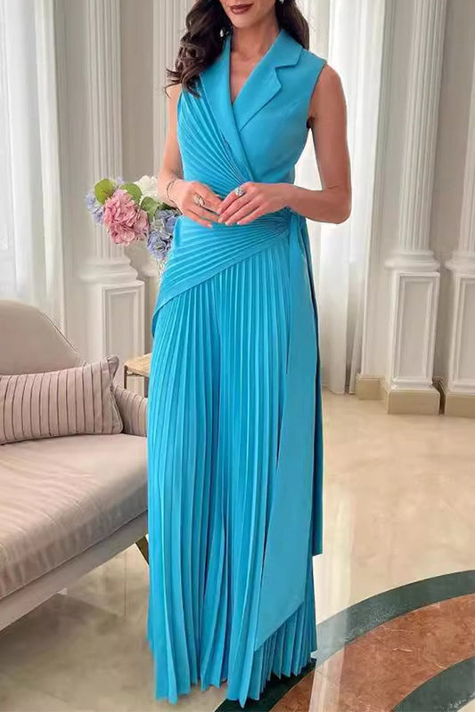 Lässige einfarbige Jumpsuits mit gefaltetem Kragen und Spitze