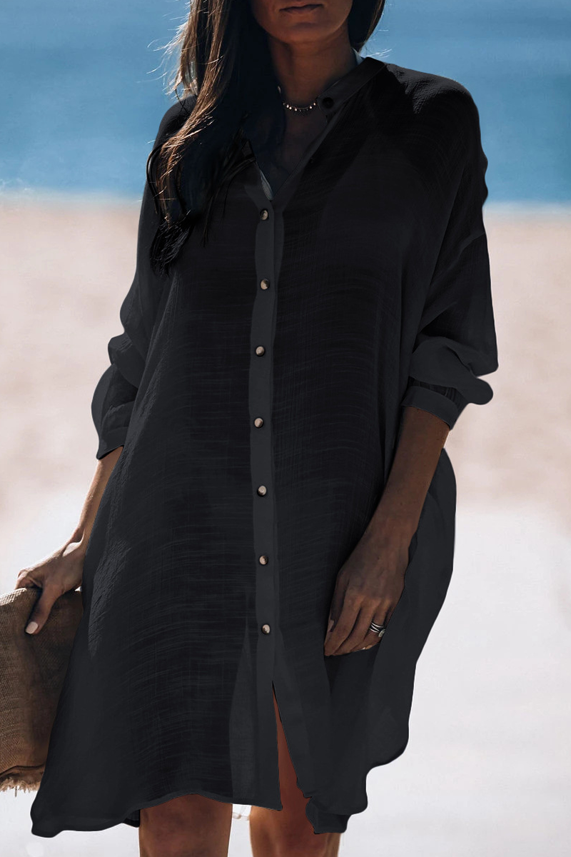 / Casual Holiday Solid-Colour Buckle Sea-Through Swim Pants Up (5 Farben)