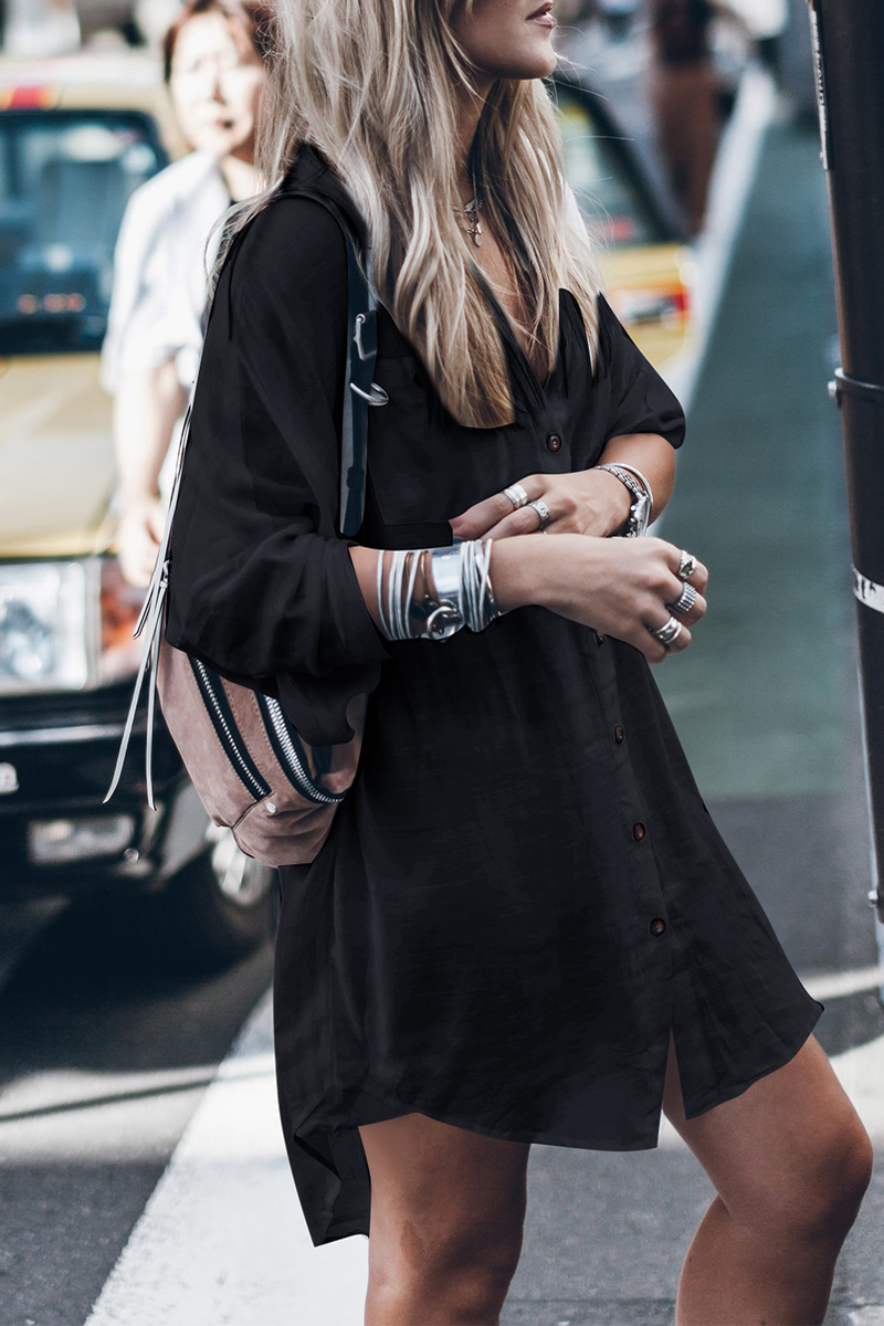 Casual Street Solid Colour Schnalle Knöpfe Split Badeanzüge Cover Up