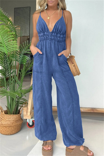 Sexy lässig einfarbig Spaghetti trägerlos Jumpsuits (5 Farben)