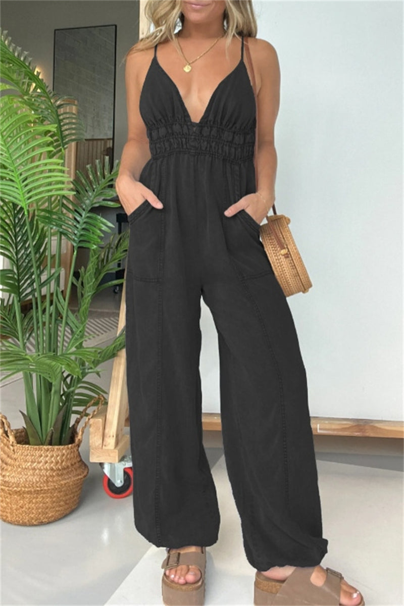 Sexy lässig einfarbig Spaghetti trägerlos Jumpsuits (5 Farben)