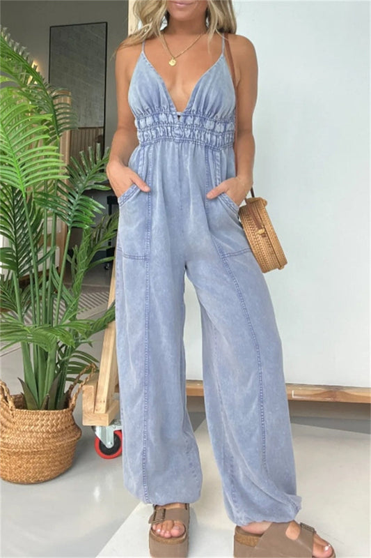Sexy lässig einfarbig Spaghetti trägerlos Jumpsuits (5 Farben)
