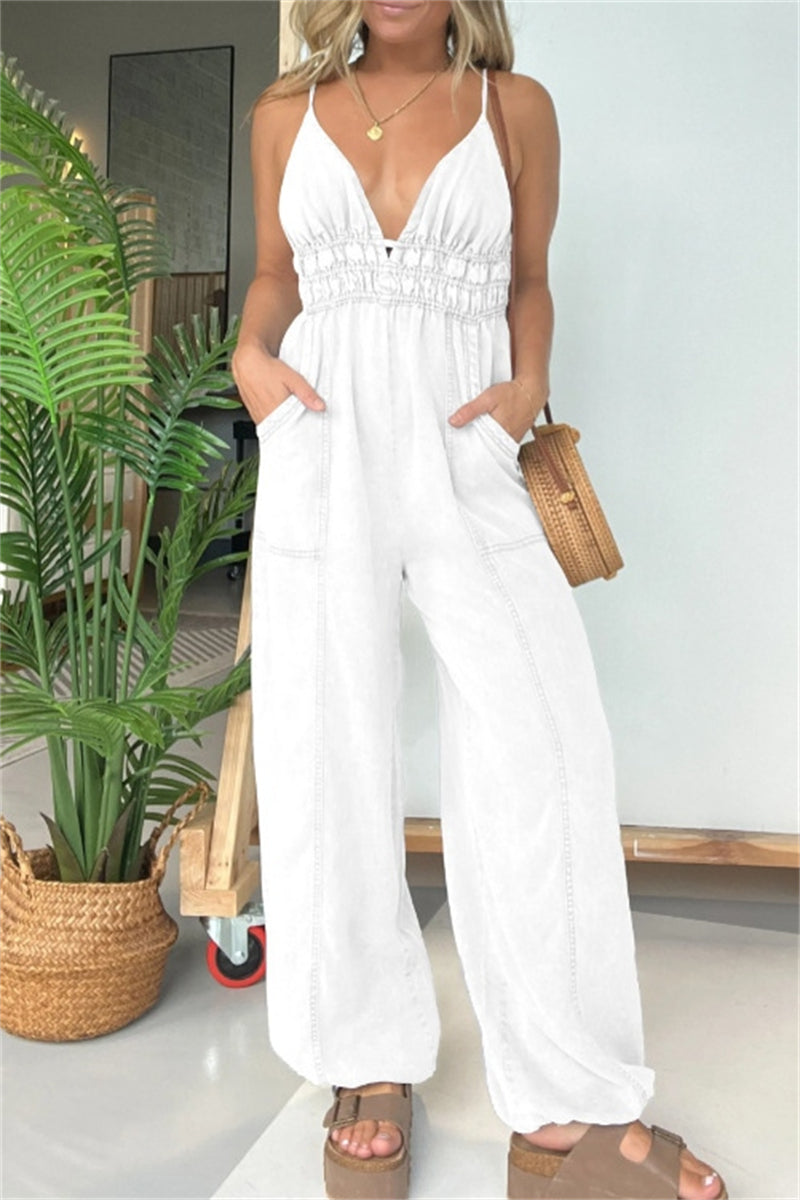 Sexy lässig einfarbig Spaghetti trägerlos Jumpsuits (5 Farben)