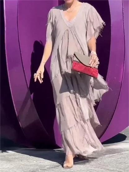 Cortenne - Elegantes Maxikleid mit tiefem Ausschnitt