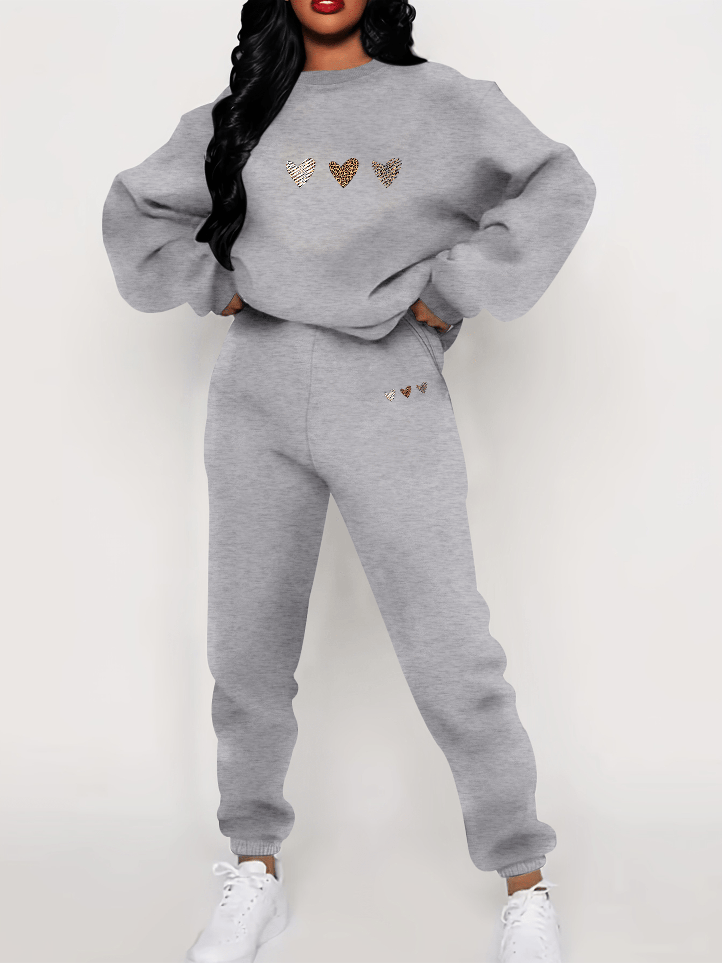 Sophie - Lässiger Baumwollanzug mit Herzmuster und Jogginganzug für Frauen