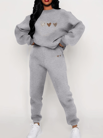 Sophie - Lässiger Baumwollanzug mit Herzmuster und Jogginganzug für Frauen