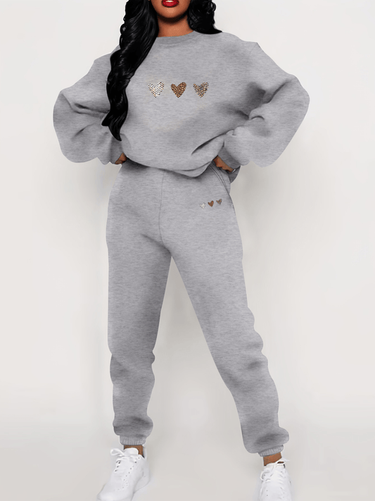 Sophie - Lässiger Baumwollanzug mit Herzmuster und Jogginganzug für Frauen