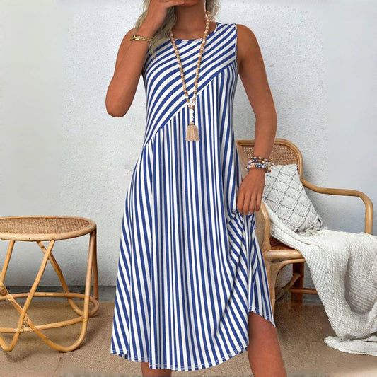 Sommerkleid ohne Ärmel mit Streifen