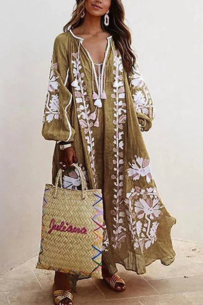 Kara - Bohème-Maxikleid mit Blumendruck