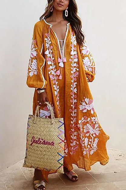 Kara - Bohème-Maxikleid mit Blumendruck