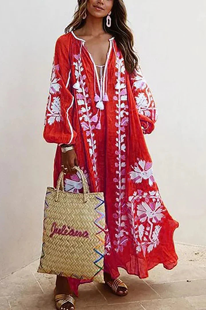 Kara - Bohème-Maxikleid mit Blumendruck