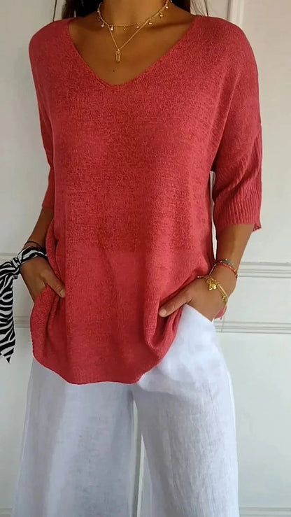 Ronja - Bequemes gestricktes Tank Top mit V-Ausschnitt