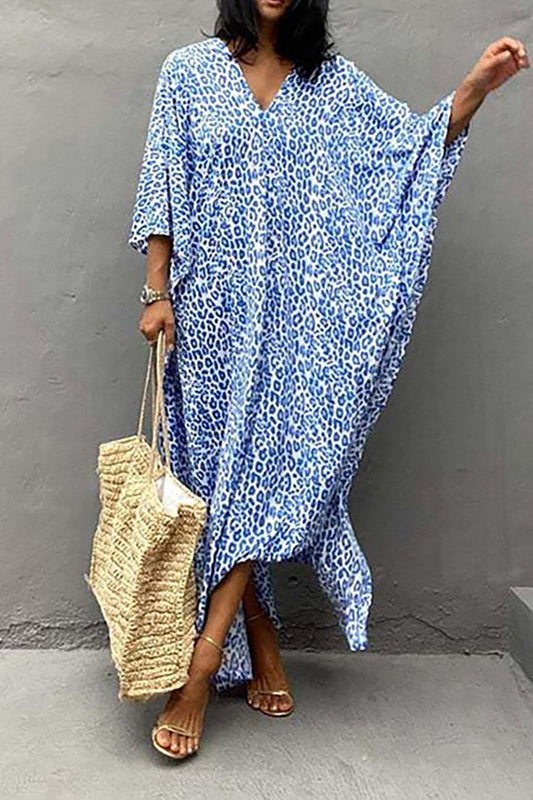 : Blauer Kimono mit Leopardenmuster