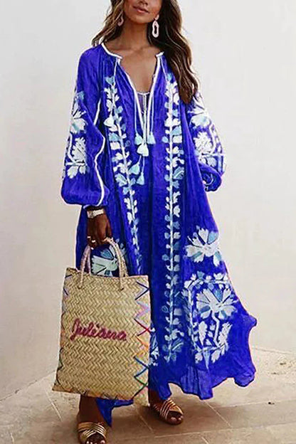 Kara - Bohème-Maxikleid mit Blumendruck