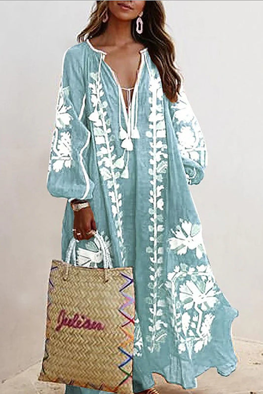 Kara - Bohème-Maxikleid mit Blumendruck