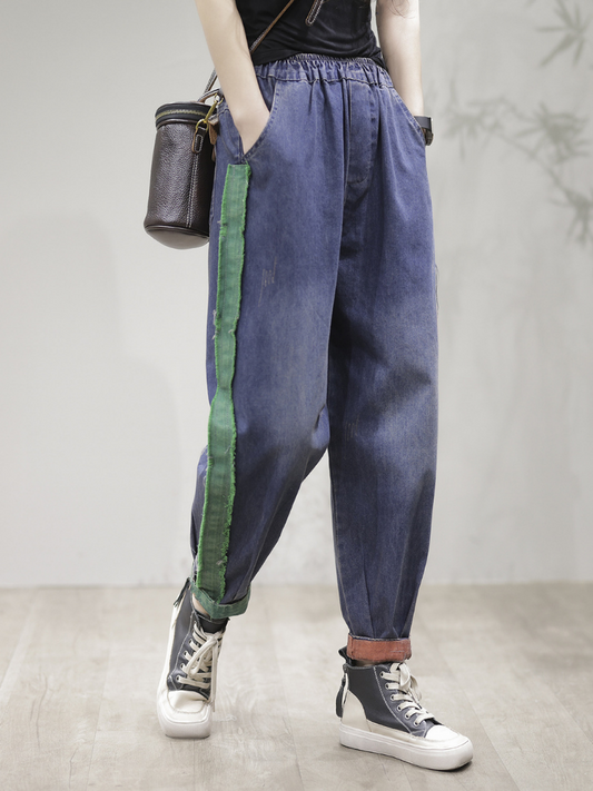 Vintage Loose Fit Patch Denim-Hose Hose Hose