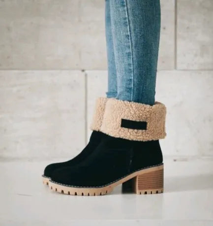 Winterstiefel für Frauen mit niedrigem Absatz und modernem Stil