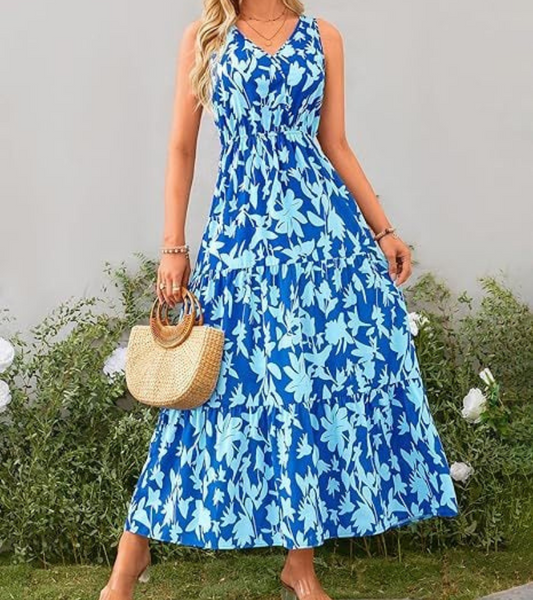 Ärmelloses Sommer-Midikleid mit modernem Print für sonnige Tage