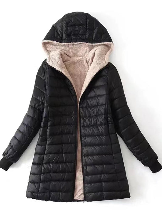 Lena - Schwarz Warmer Übergangsparka für Frauen