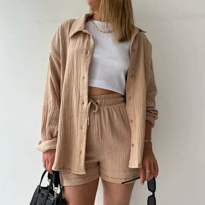 Damen-Zweiteiler mit langen Ärmeln Fashion Casual Suit