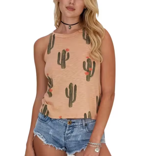 Abriella - Tank-Top mit Kaktus-Print