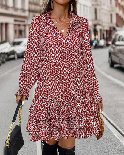 Langärmeliges Kleid mit Camouflage-Druck
