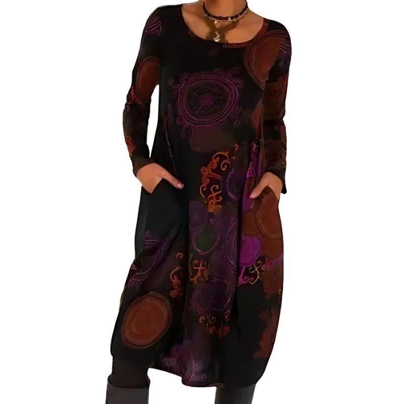 Novaris™ | Elegantes Boho-Winterkleid mit langen Ärmeln und Taschen