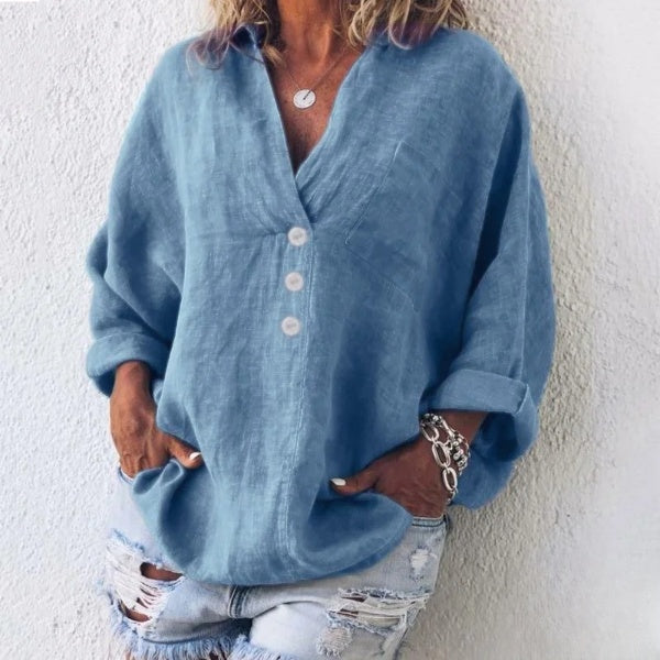 Evelyn - Langärmelige Bluse mit Taschen