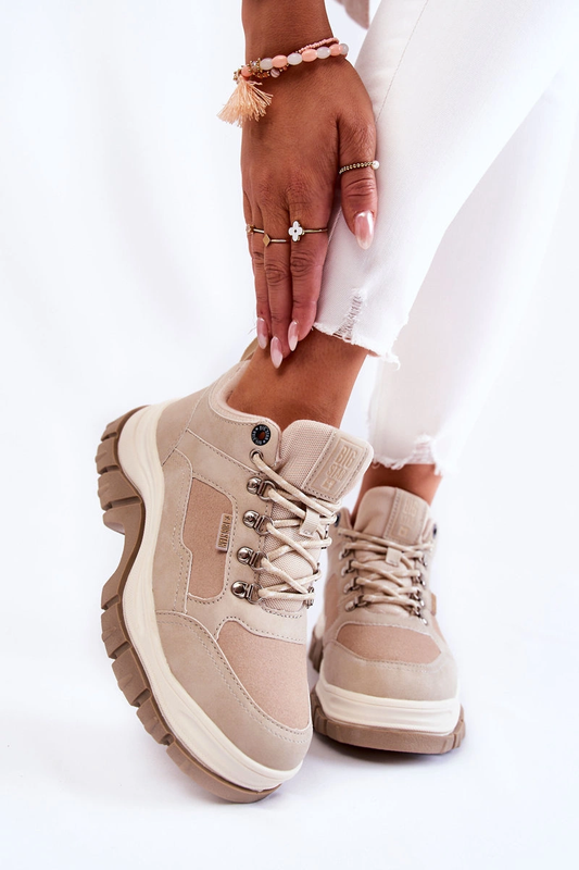 Damen-Wanderstiefel mit beigefarbener Sohle