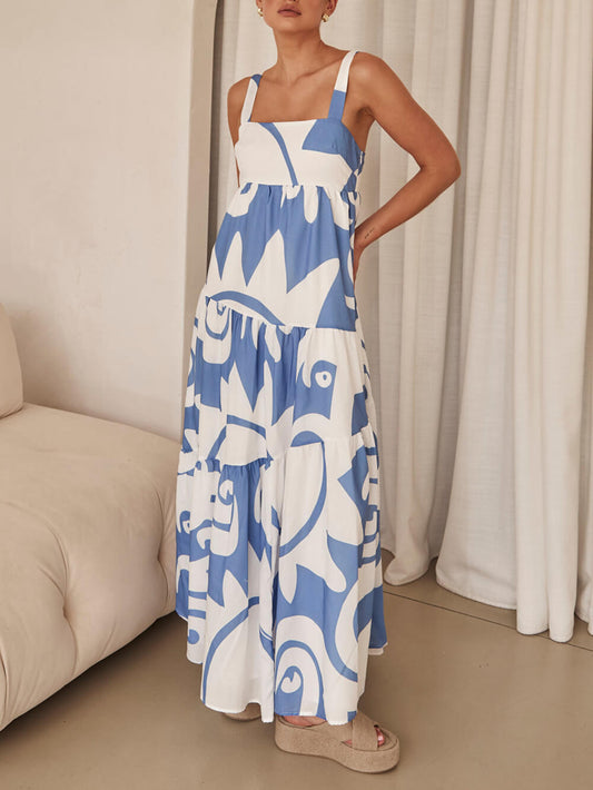 Langes Bohemian-Kleid mit geometrischem Print
