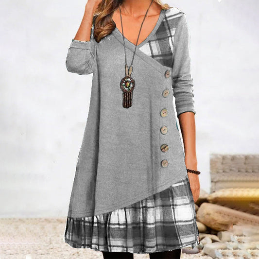 Lillie - Langärmeliges Karo-Kleid