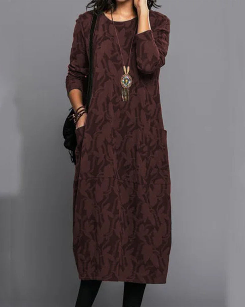 Noble - Langärmeliges Taschenkleid mit Druck