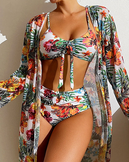 Valencia | Dreiteiliges Bikini-Set mit Blumen