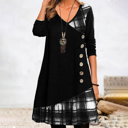 Lillie - Langärmeliges Karo-Kleid