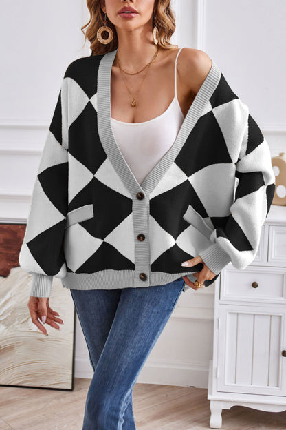 Patchwork-Weste mit V-Ausschnitt und Karos für Frauen