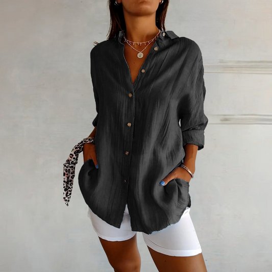 Lange Bluse für Frauen - Stylisch - Lockere Passform, Knopfverschluss - Perfekt für Sommertage
