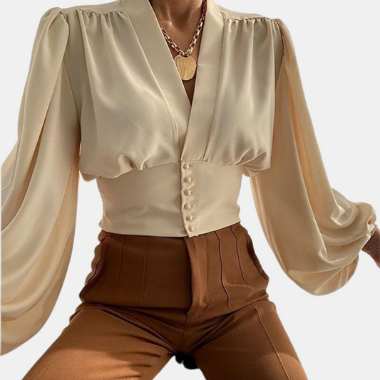 Alondra - Bluse mit modischen Puffärmeln und V-Ausschnitt