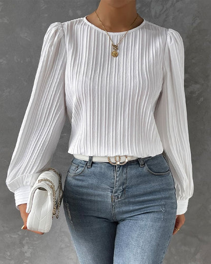 Melissa | Strukturierte Bluse mit Laternenärmeln für Frauen
